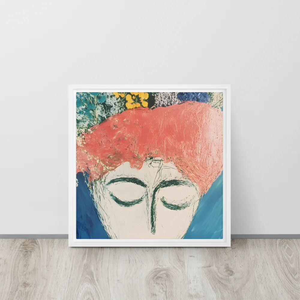 Serenity in Bloom | Canvas with White Frame | 16″×16″
