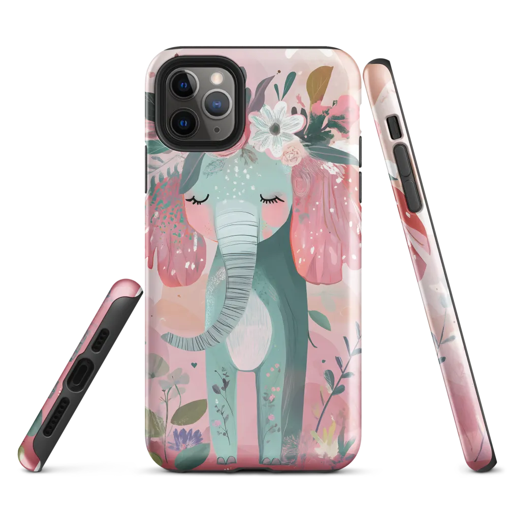 Whimsical Elephant in Bloom | Phone Case |  11 Pro Max | Tough Case | Glossy