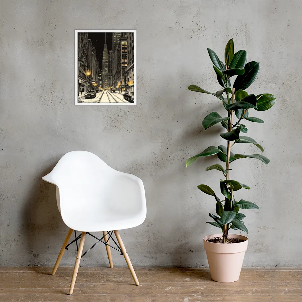 Whispers of the Night City | Poster with White Frame | 16″×20″
