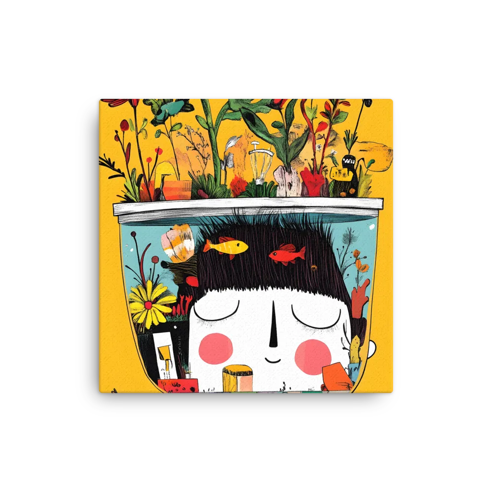 Whimsical Garden Head | Thin Canvas | 16″×16″