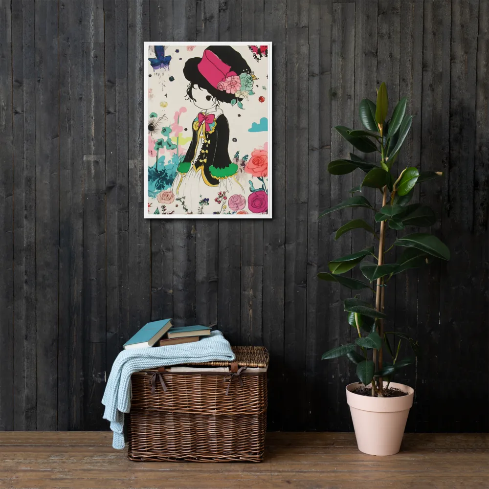 Whimsical Garden Reverie | Canvas with White Frame | 20″×28″