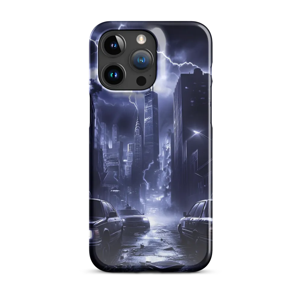 Stormy Cityscape: Shadows of the Night | Phone Case |  15 Pro Max | Snap Case | Glossy