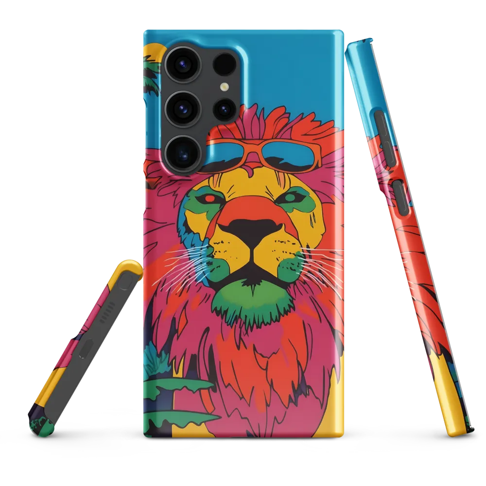 Lion with Sunglasses: A Vibrant Tropical Portrait | Phone Case |  S23 Ultra | Snap Case | Glossy