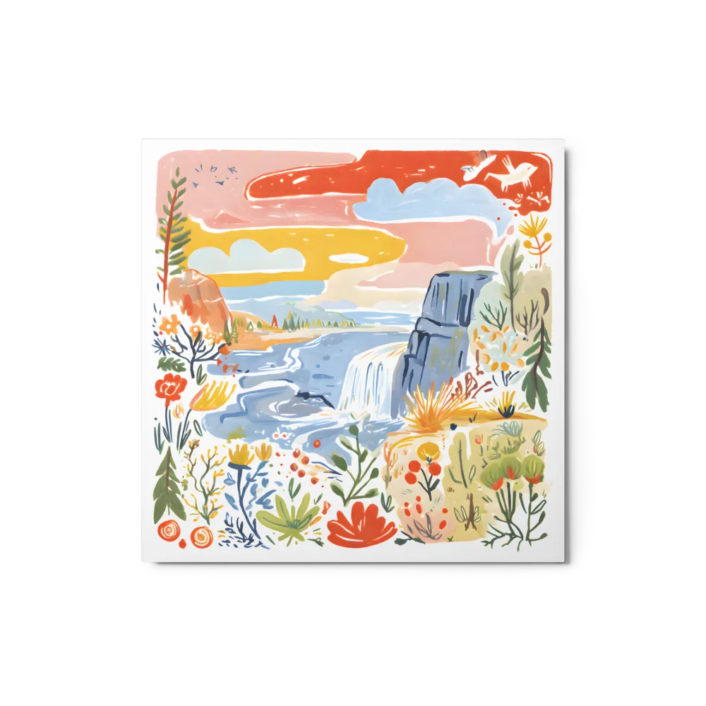 Wildflower Waterfall 
 Metal Print | 12″x 12″