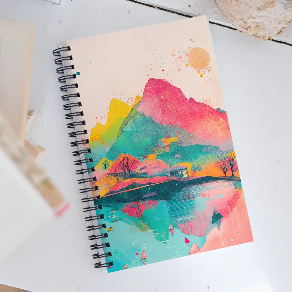 Vibrant Serenity: A Surreal Landscape | Spiral Notebook