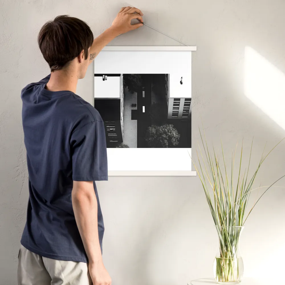 Urban Serenity from Above | Poster With White Wood Hanger | 18″×24″