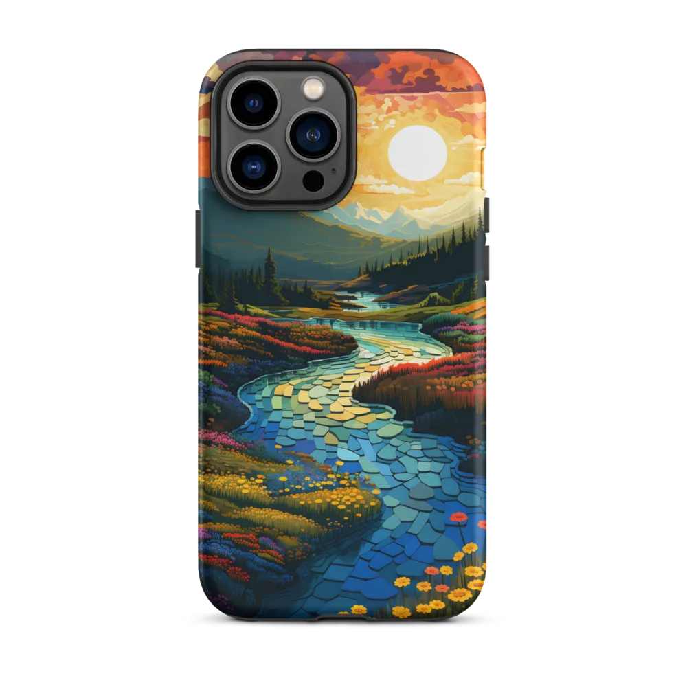 Serenity in Sunset: A Winding River's Embrace | Phone Case |  13 Pro Max | Tough Case | Matte