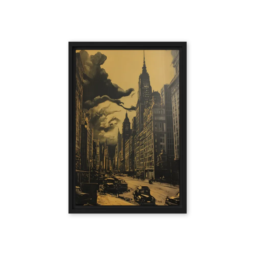 Echoes of a Forgotten Skyline | Canvas with Black Frame | 12″×18″