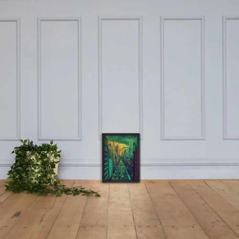 Urban Surrealism: Neon Dreams | Poster with Black Frame | 12″×16″
