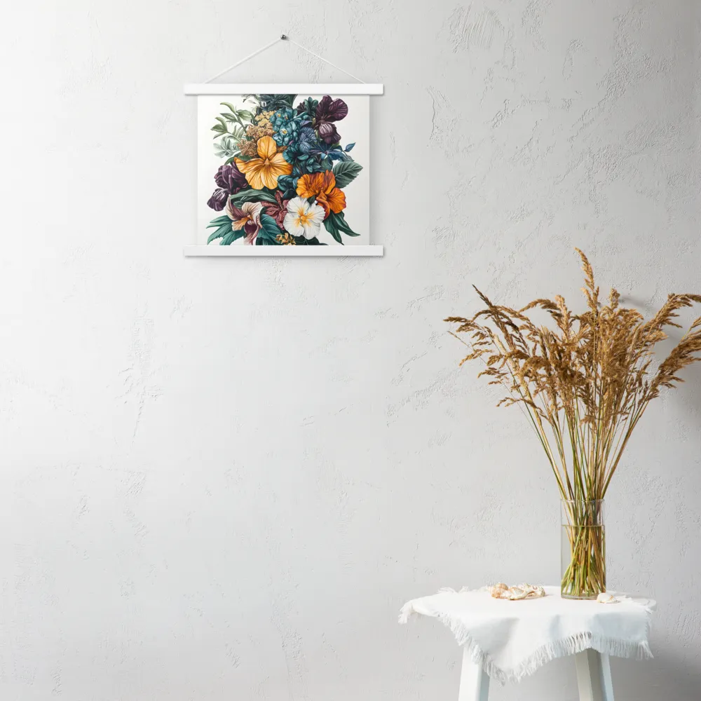 Floral Symphony | Poster With White Wood Hanger | 14″×14″