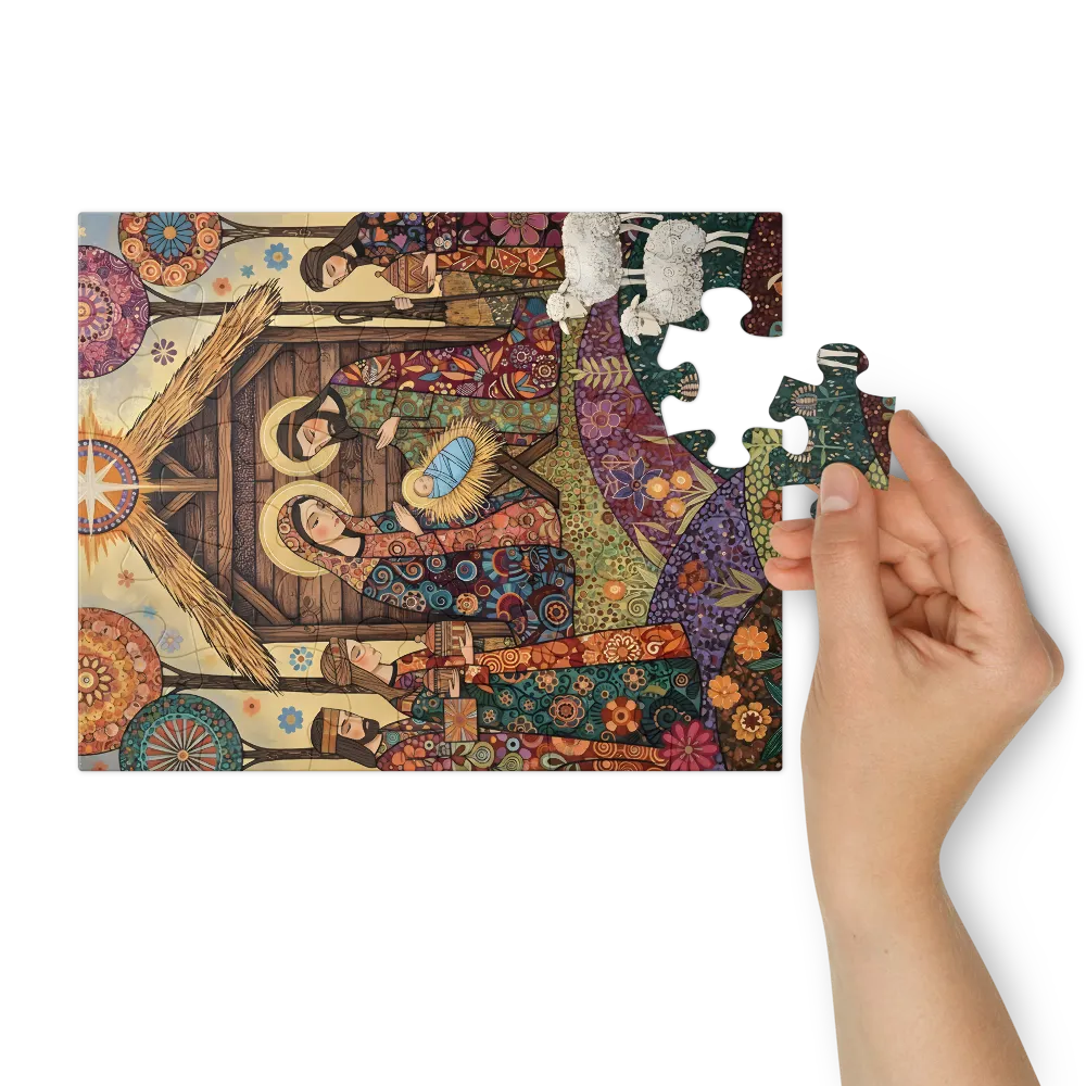Floral Nativity 
 Jigsaw Puzzle in Tin Box