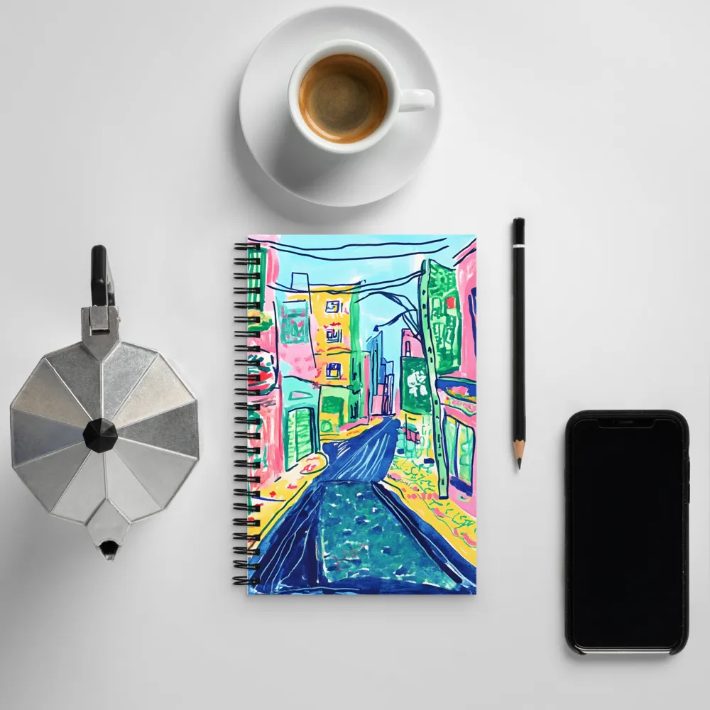 Dreamy Street in Vibrant Hues | Spiral Notebook