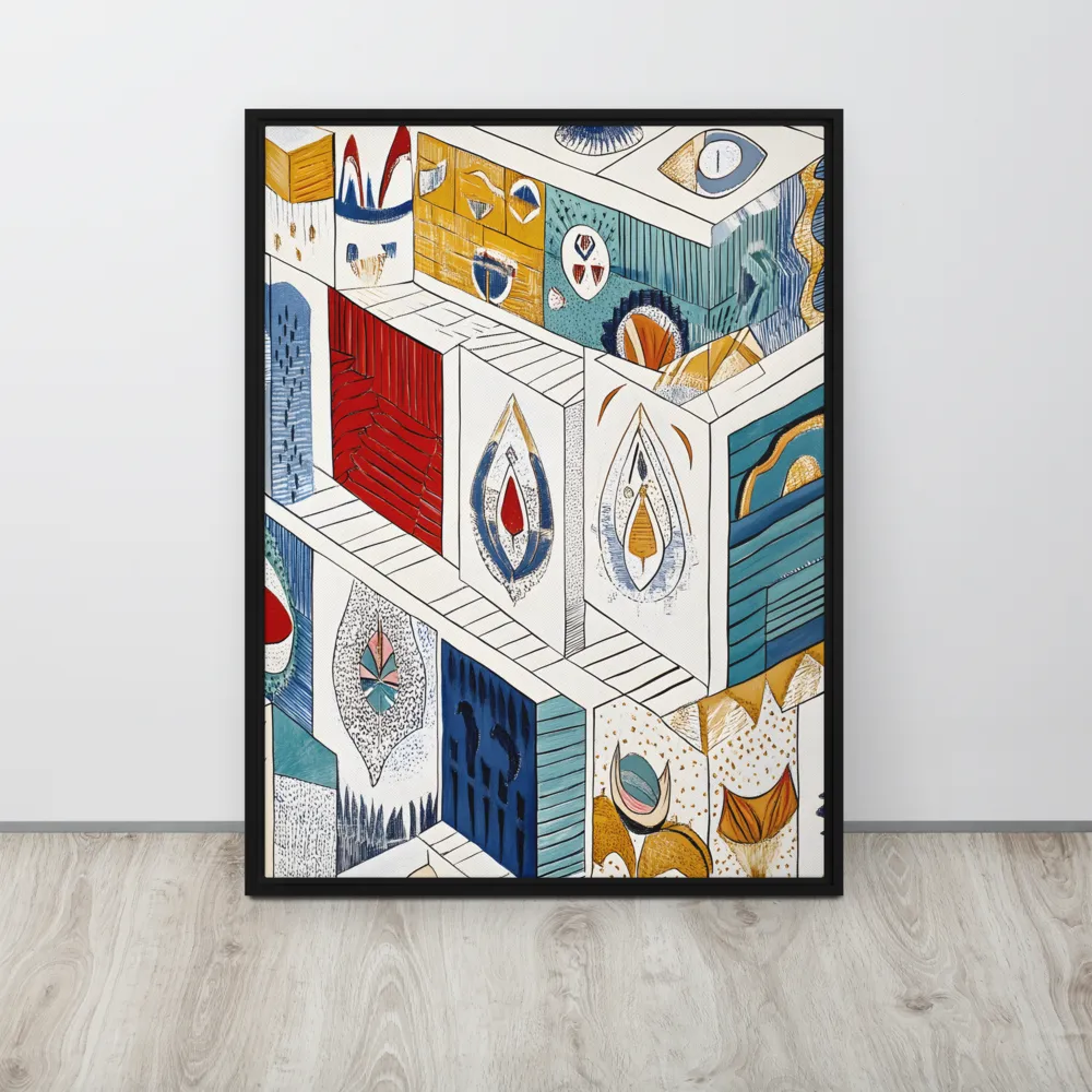 Symphony of Geometric Harmony | Canvas with Black Frame | 24″×32″