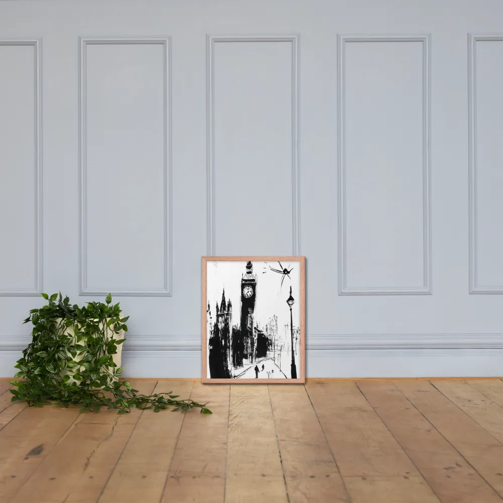Clock Tower in Motion | Poster with Red oak Frame | 16″×20″