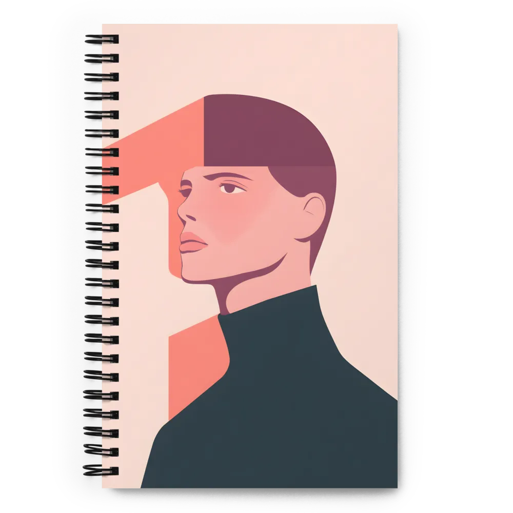 Contemplative Portrait in Minimalism | Spiral Notebook