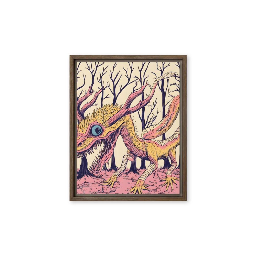 The Enigmatic Dragon of the Desolate Forest | Canvas with Brown Frame | 11″×14″