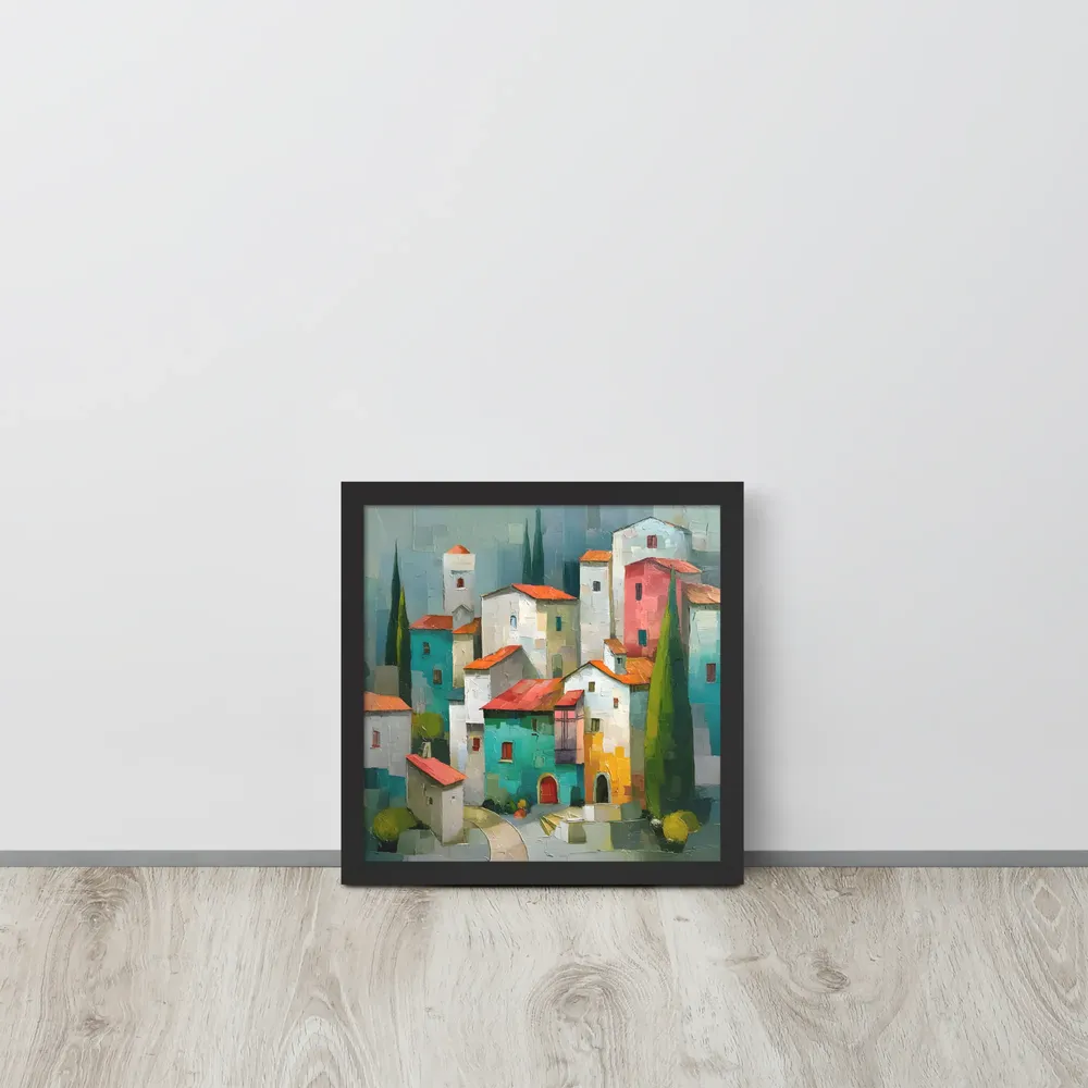 Cypress Village 
 Poster with Black Frame | 12″x 12″