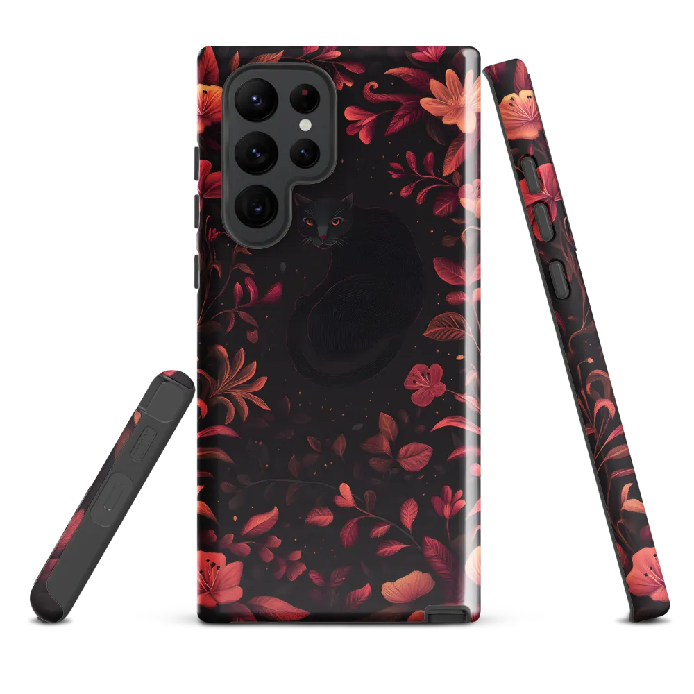 Nocturne in Coral: The Watchful Cat