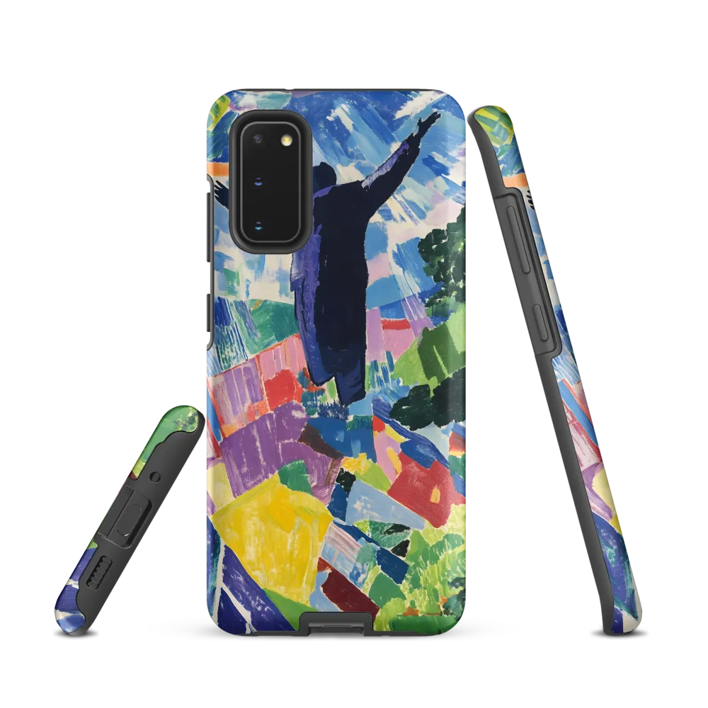 Elysium: A Soaring Figure Amidst Colorful Landscapes | Phone Case |  S20 | Tough Case | Matte