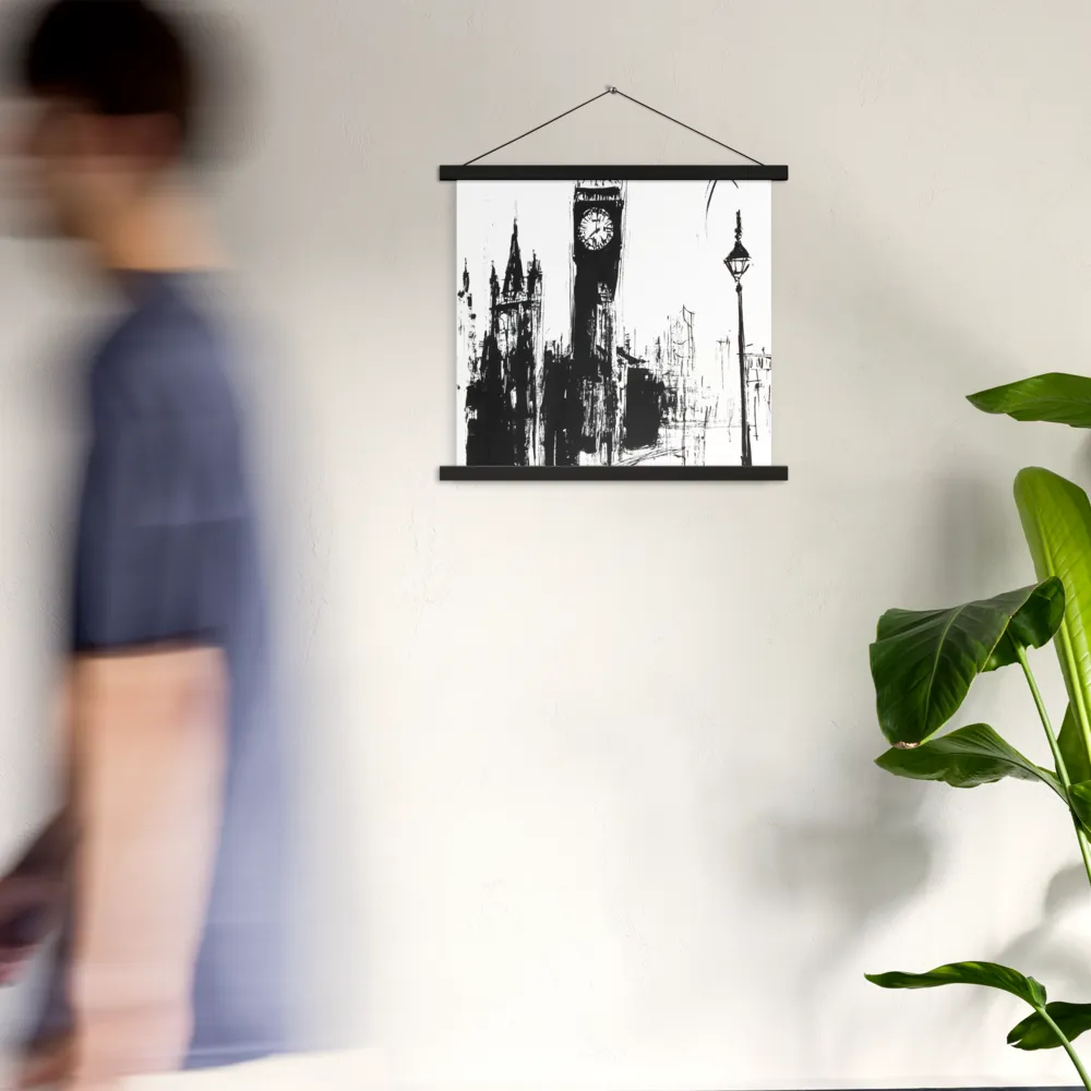 Clock Tower in Motion | Poster With Black Wood Hanger | 18″×18″