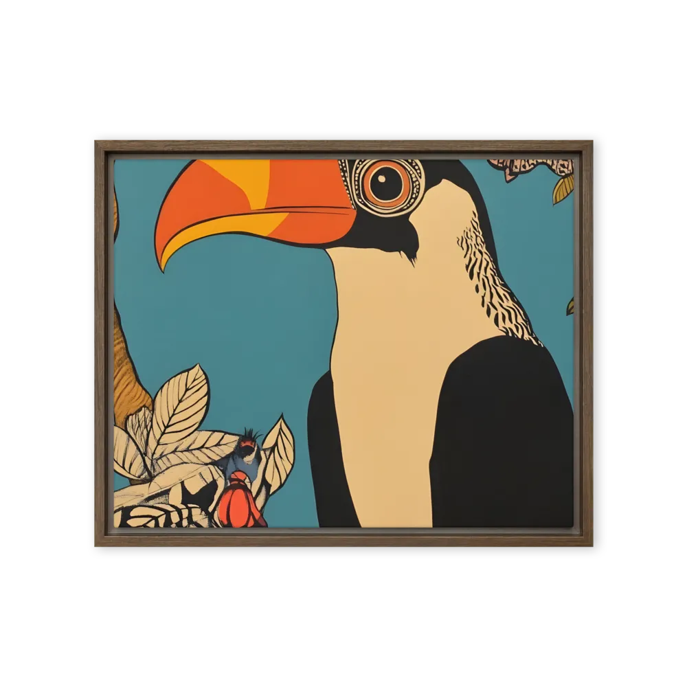 Tropical Majesty: The Toucan at Rest | Canvas with Brown Frame | 16″×20″