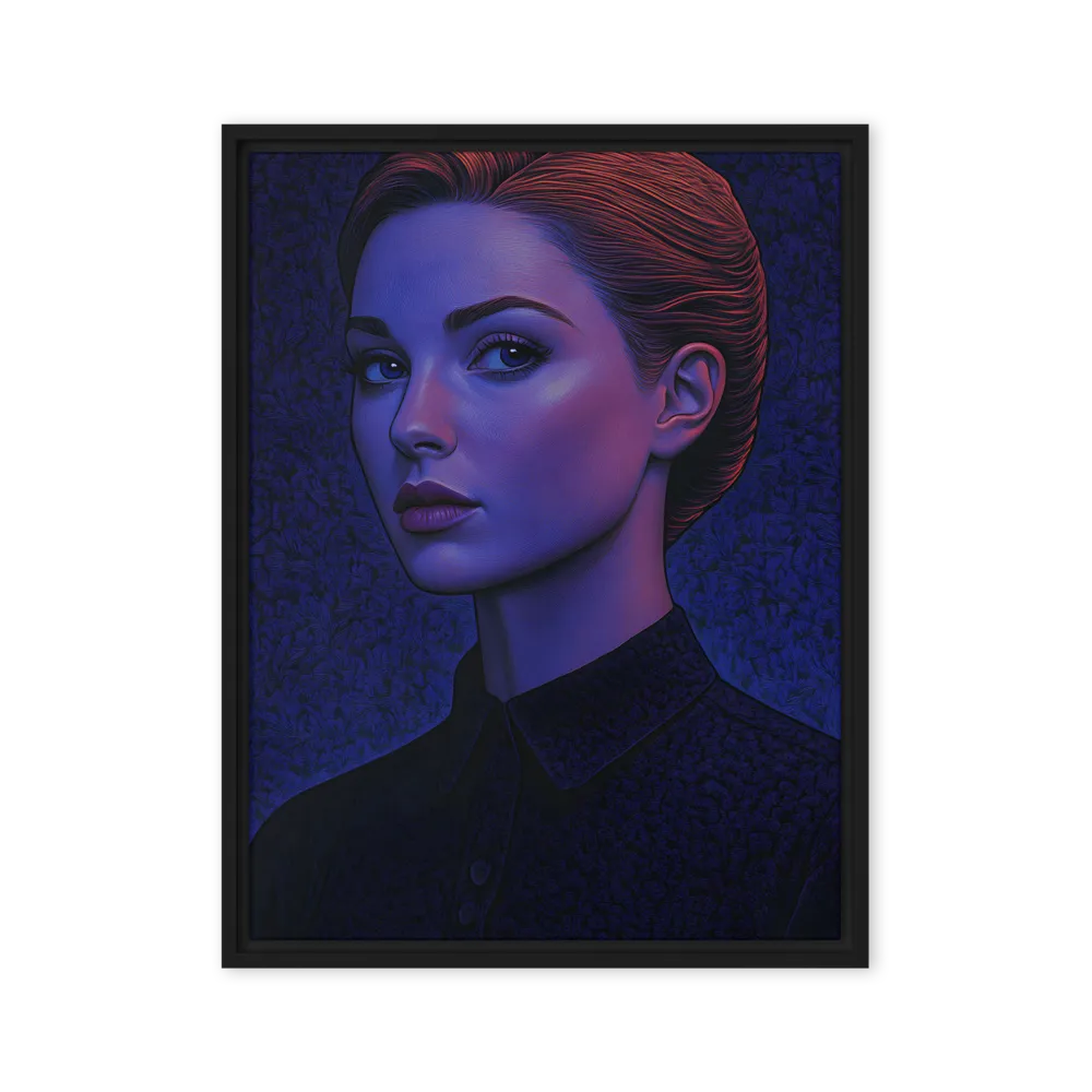 Ethereal Portrait in Blue and Red | Canvas with Black Frame | 24″×32″