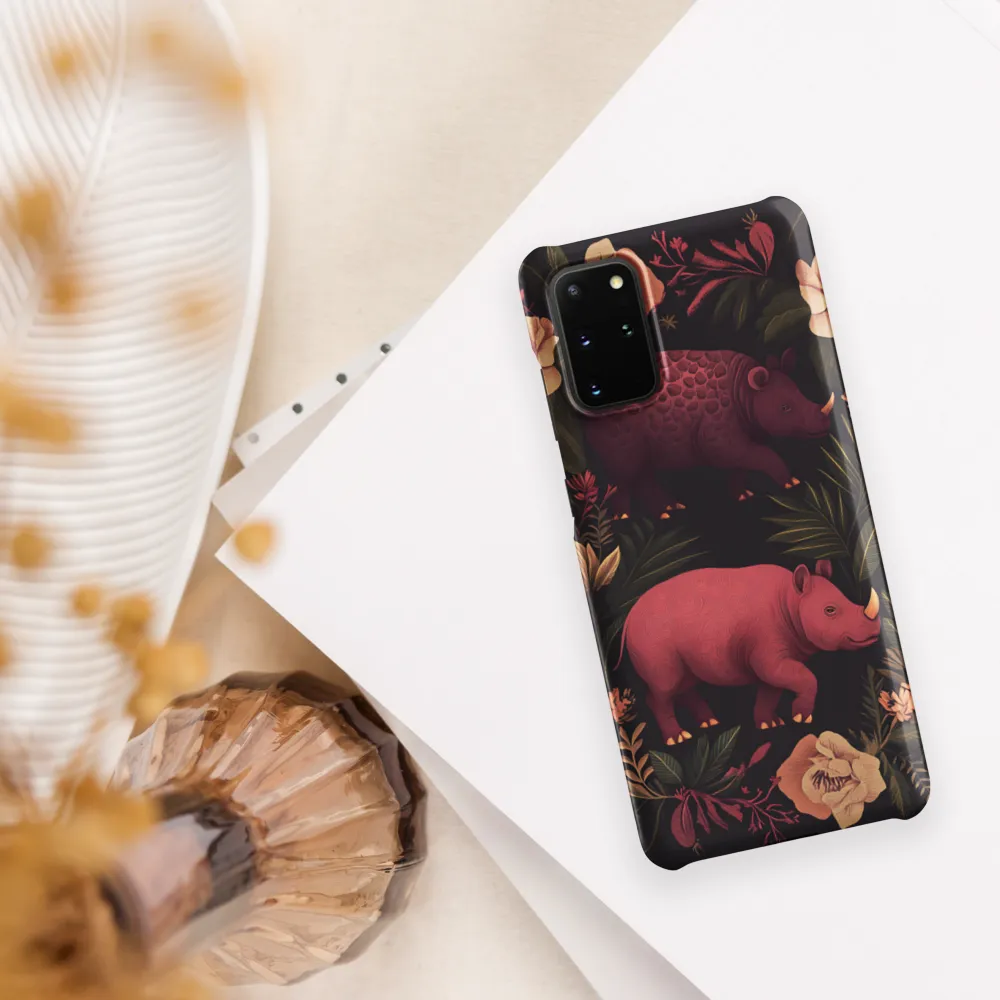 Rhinos in Floral Embrace