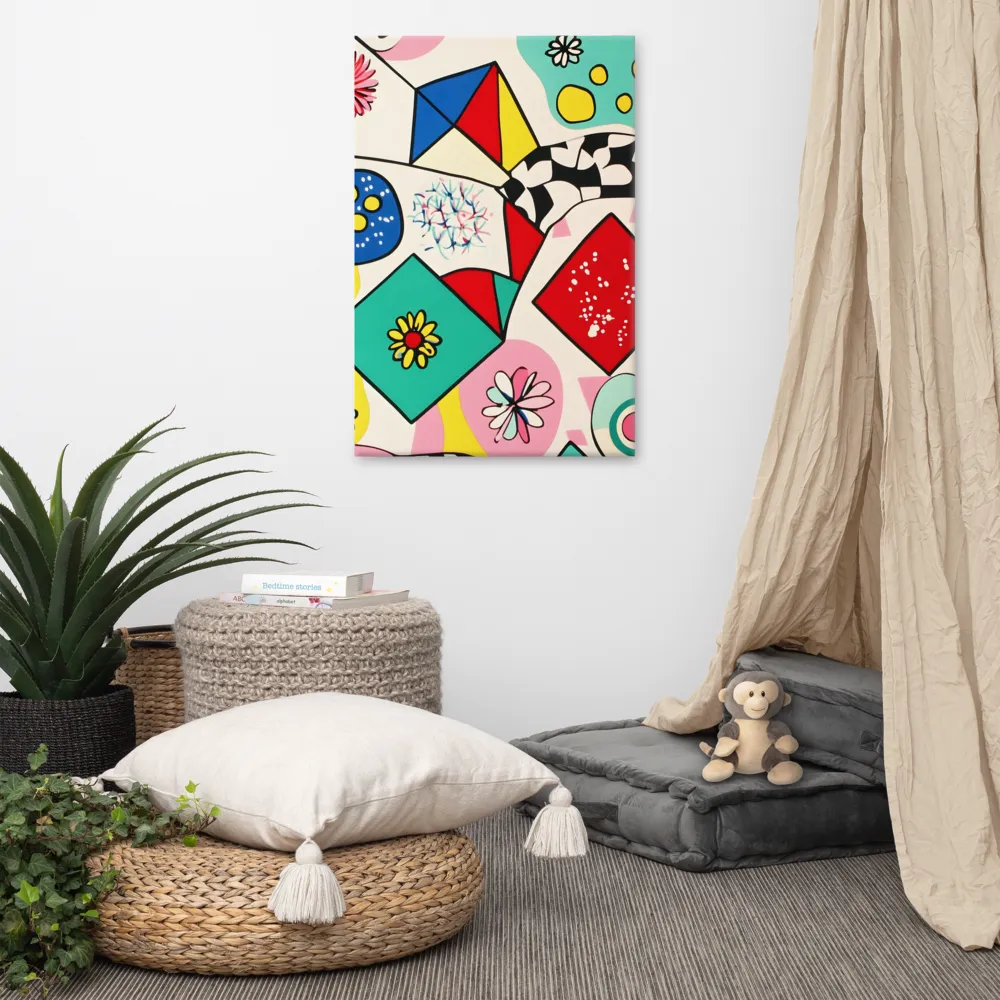Joyful Geometry: A Playful Dance of Shapes and Colors | Canvas | 24″×36″