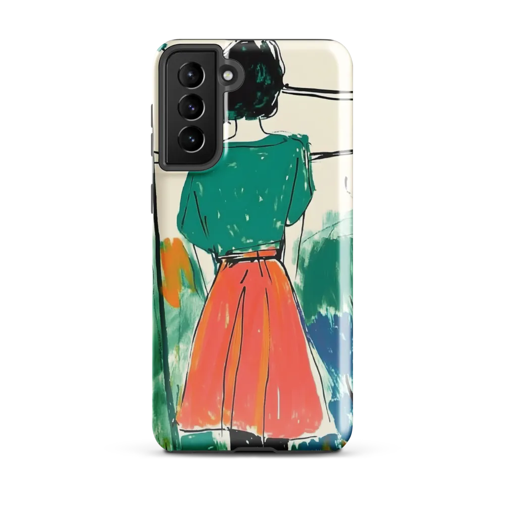 Figure in Teal and Coral