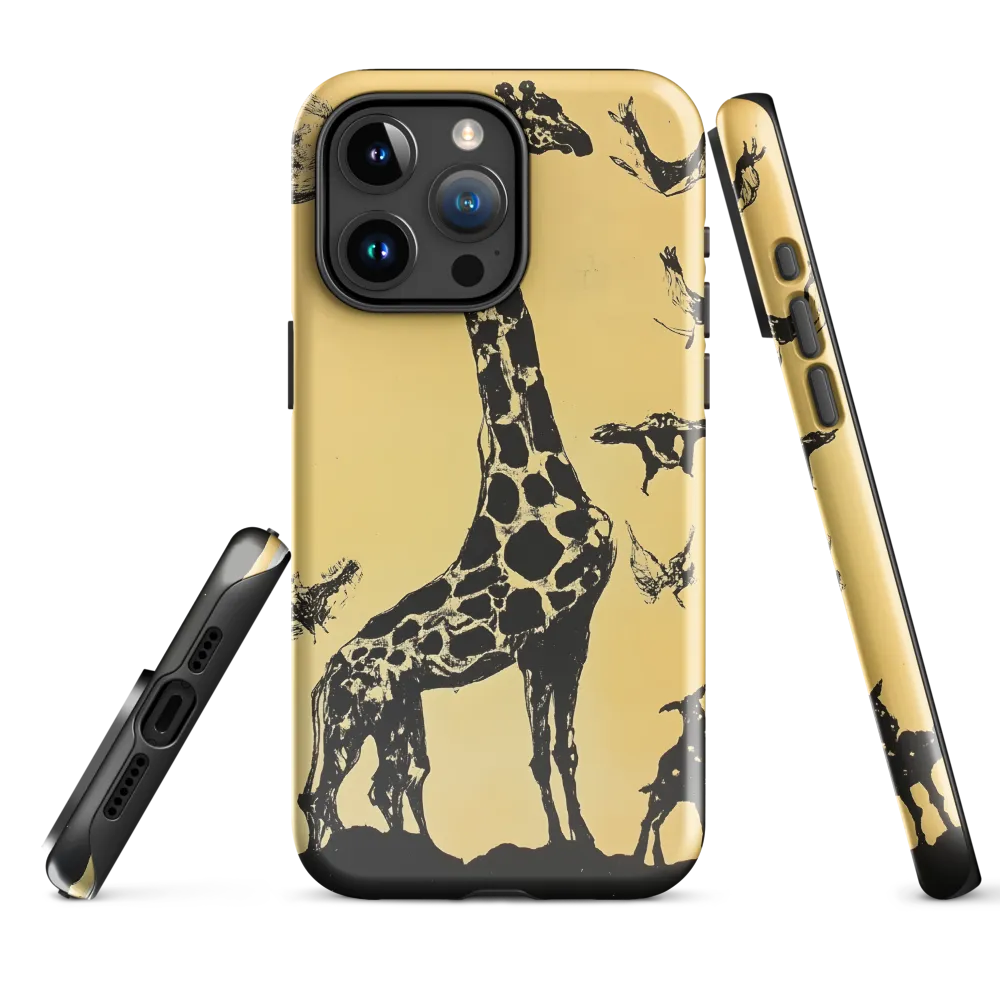 Whimsical Harmony of Giraffe and Birds