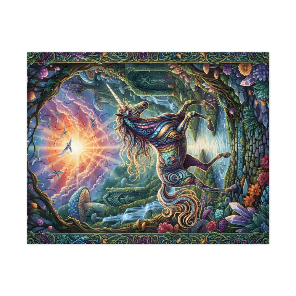 Sunlit Glade Unicorn 
 Jigsaw Puzzle in Tin Box