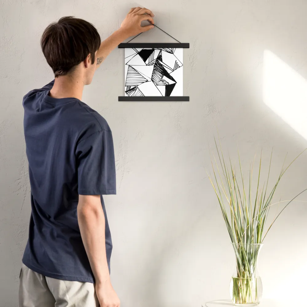 Dynamic Geometry in Ink | Poster With Black Wood Hanger | 10″×10″