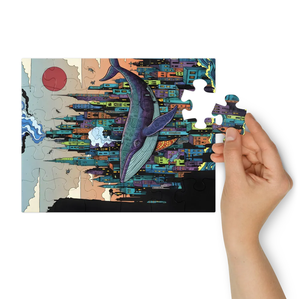 Sky Whale City 
 Jigsaw Puzzle in Tin Box