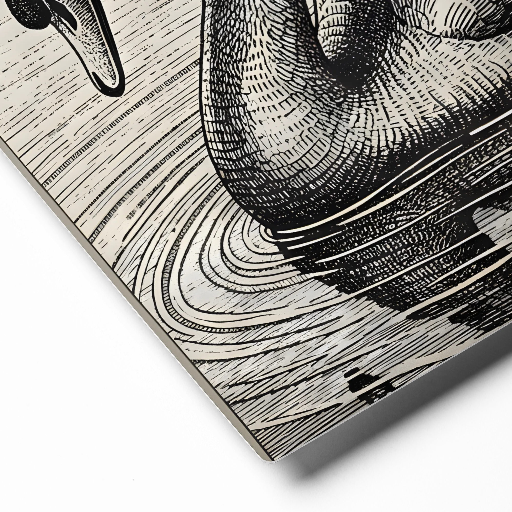 Etched Swan 
 Metal Print | 12″x 12″