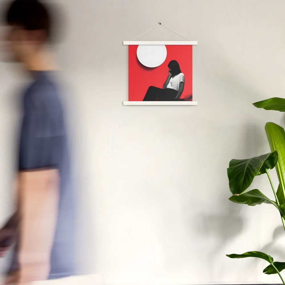 Contemplation in Red | Poster With White Wood Hanger | 14″×14″