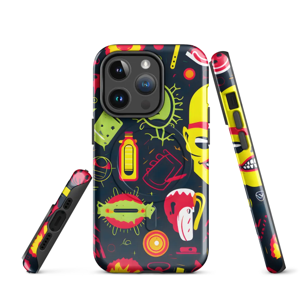 Neon Revelry: A Quirky Exploration of Modern Pop Art | Phone Case |  14 Pro | MagSafe® Tough Case | Glossy