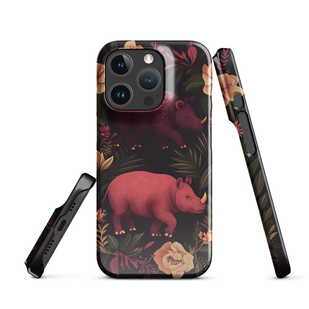 Rhinos in Floral Embrace