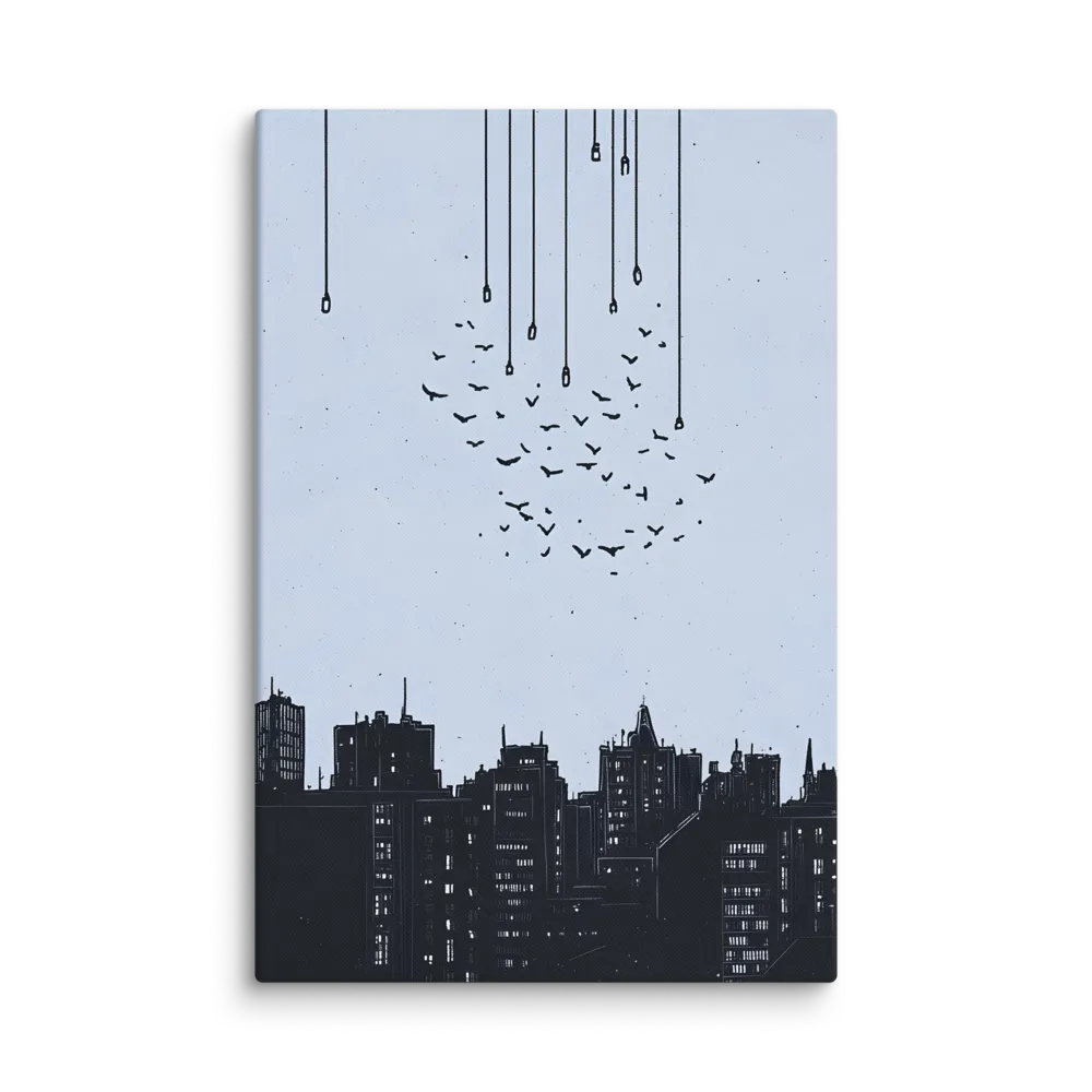 Elevated Serenity: A Minimalist Cityscape | Canvas | 32″×48″