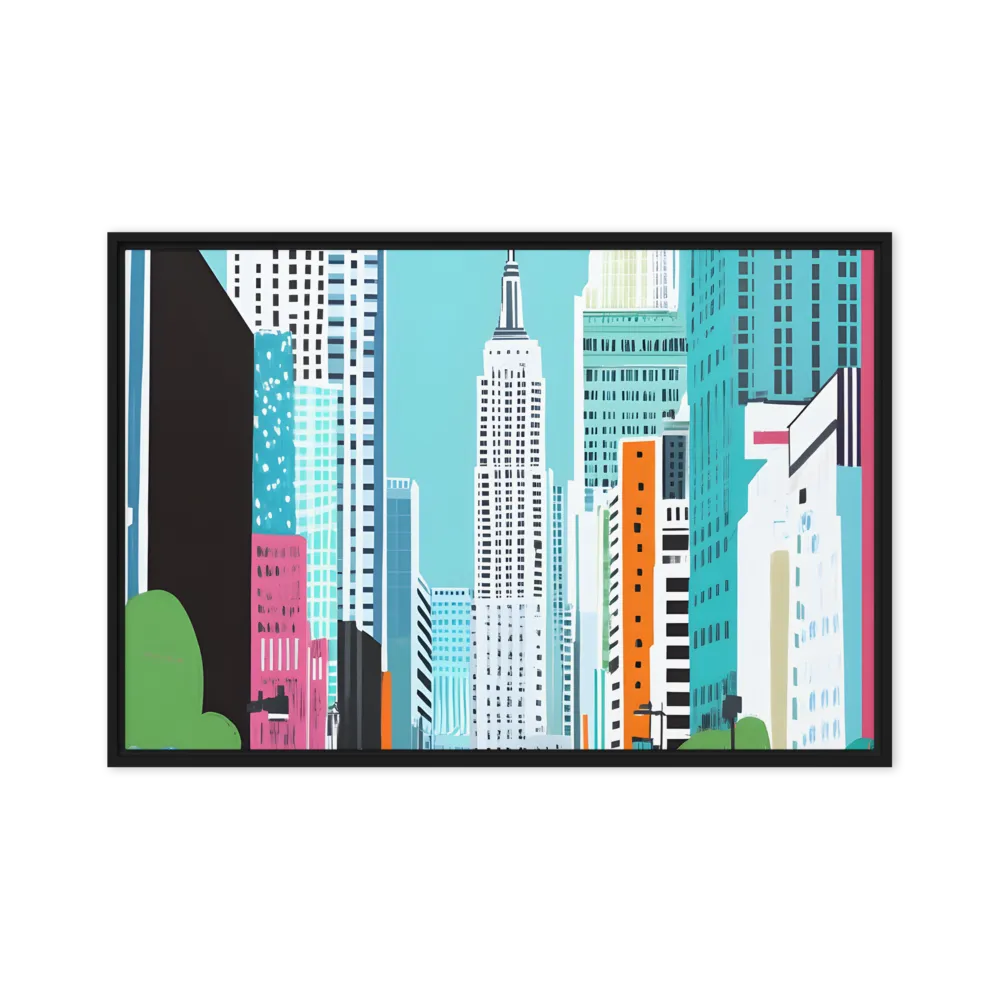 Urban Symphony: A Modern Cityscape | Canvas with Black Frame | 20″×30″