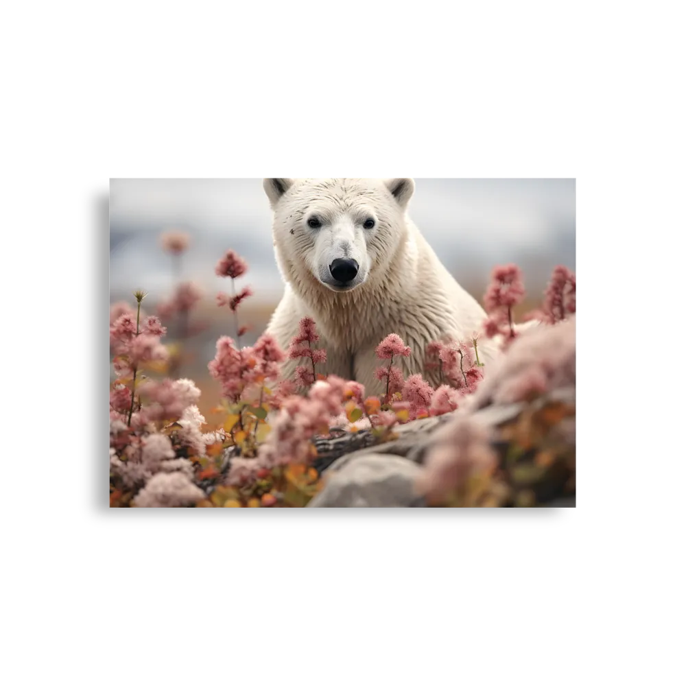 Curiosity Among Blooms: The Polar Bear | Poster | A1 (23.3″×33.1″)
