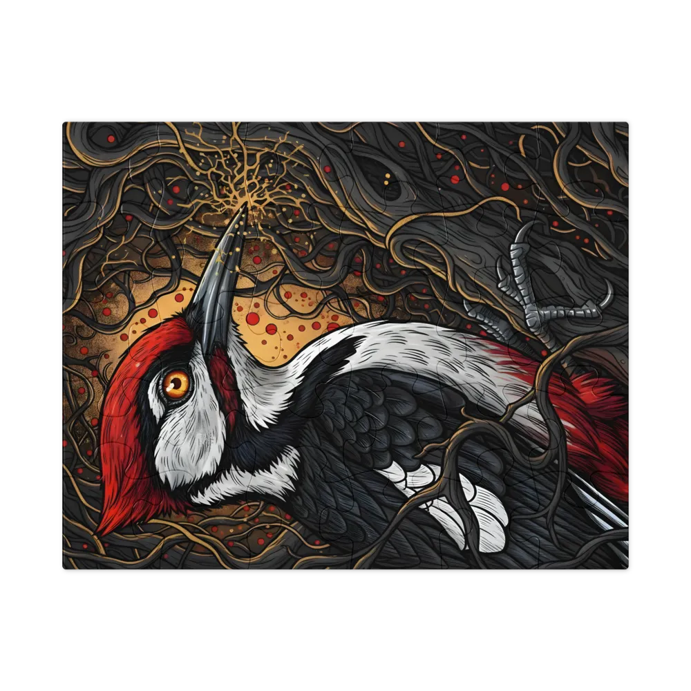 Gilded Woodpecker 
 Jigsaw Puzzle in Tin Box