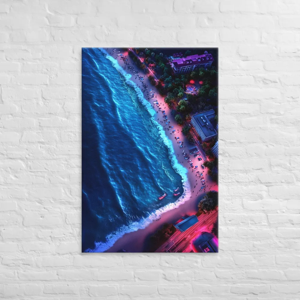 Twilight Reflections: A Serene Beach Aerial | Canvas | 32″×48″