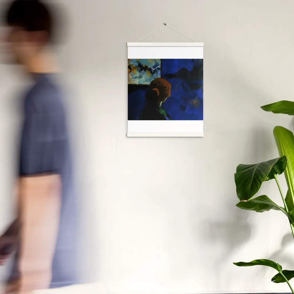 Contemplation Under the Night Sky | Poster With White Wood Hanger | 16″×20″