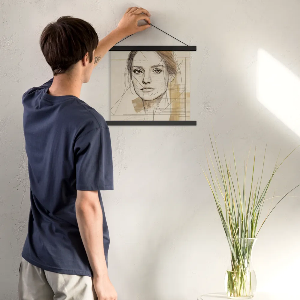 Geometric Elegance: A Modern Portrait | Poster With Black Wood Hanger | 14″×14″