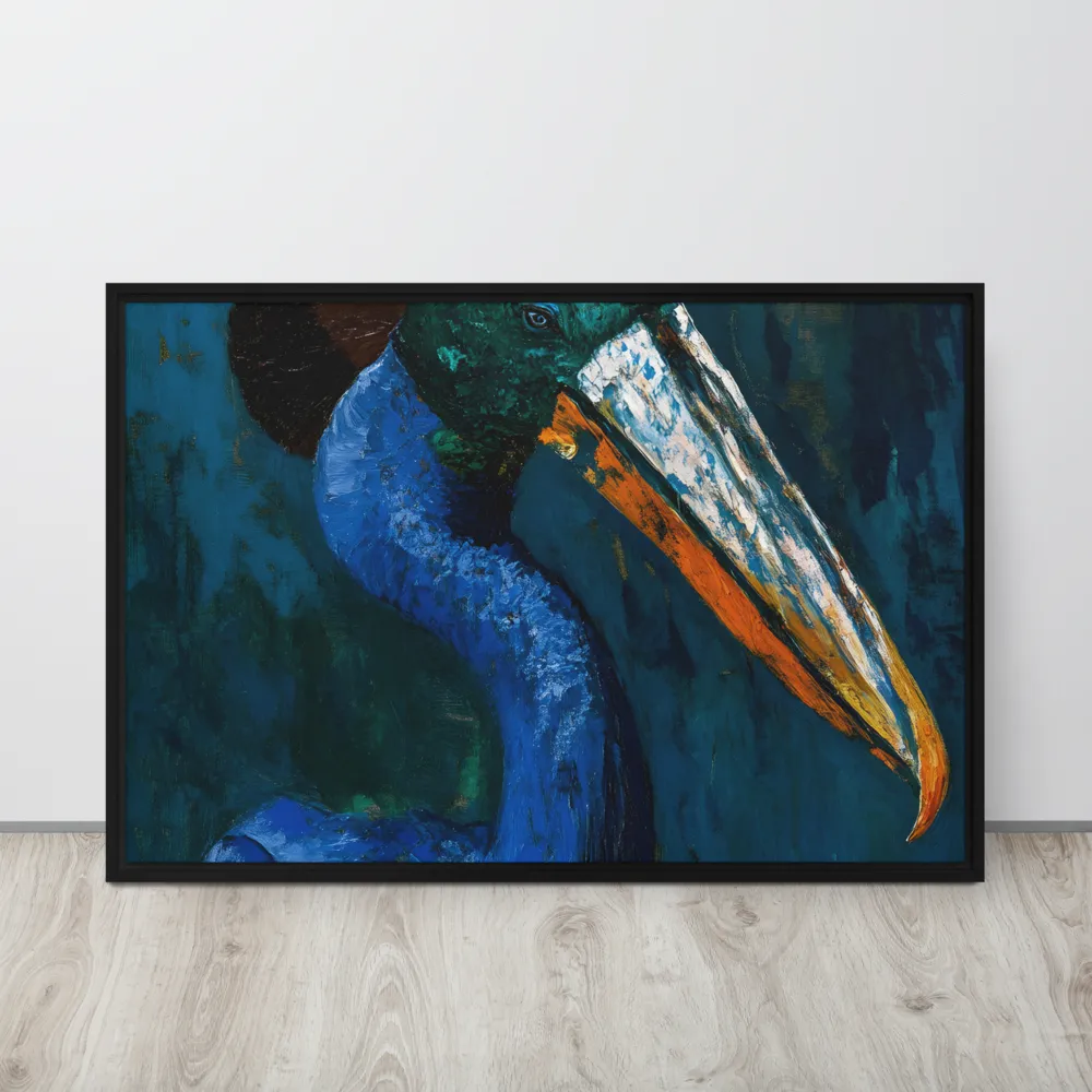 Majestic Absurdity: The Hat-Wearing Bird | Canvas with Black Frame | 24″×36″