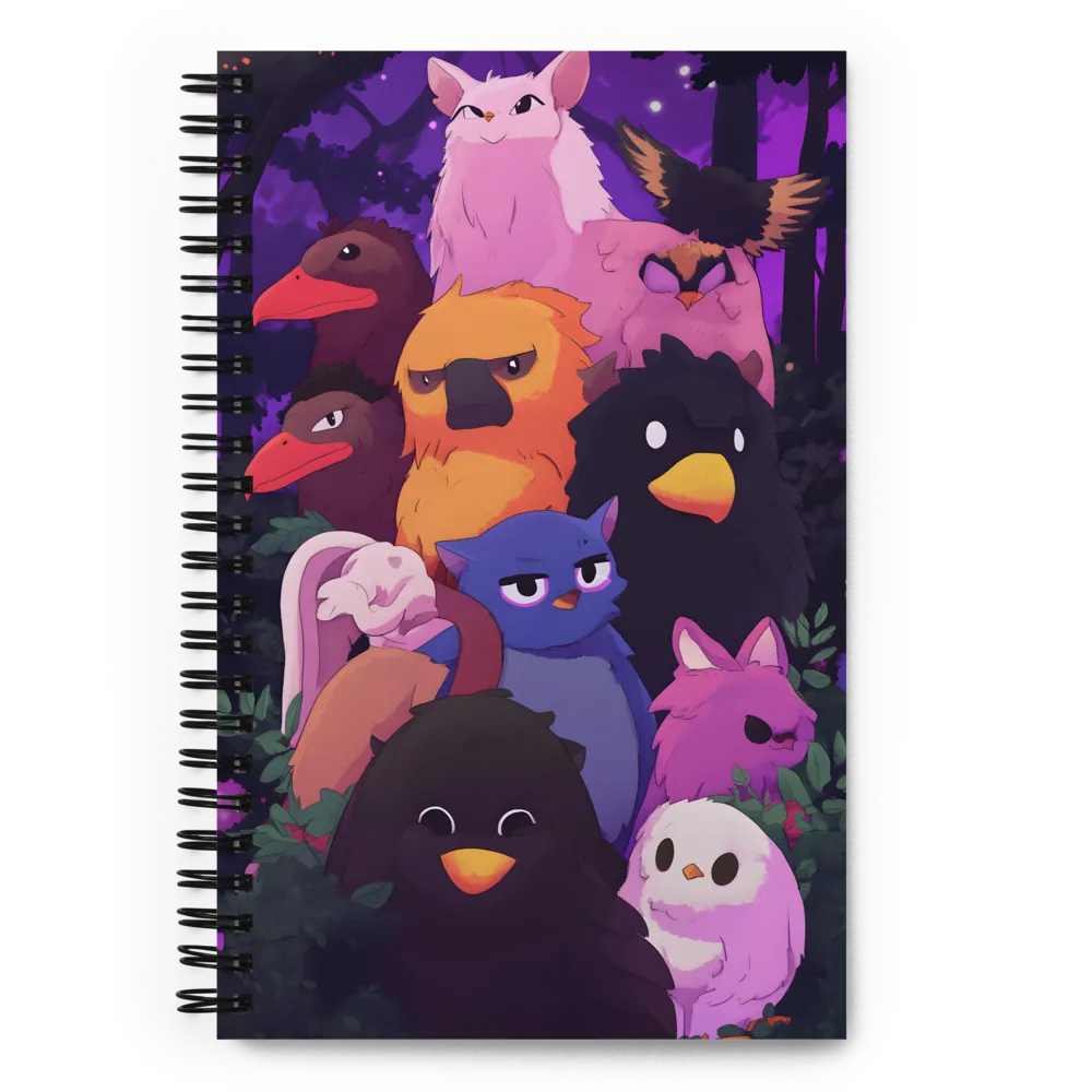 Whimsical Avian Gathering | Spiral Notebook