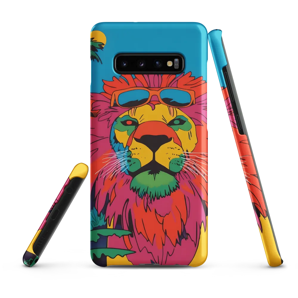 Lion with Sunglasses: A Vibrant Tropical Portrait