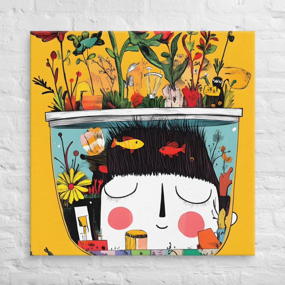 Whimsical Garden Head | Canvas | 37″×37″