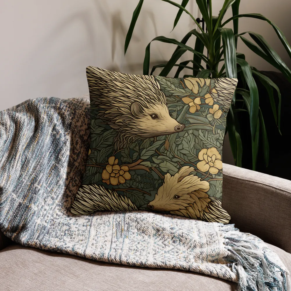 Whimsical Hedgehog Garden | Pillow | 22″×22″