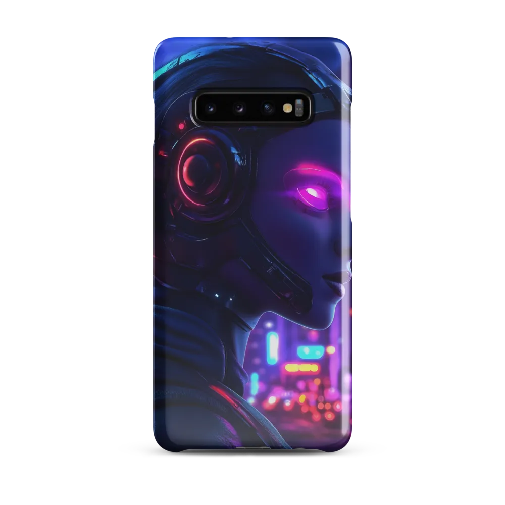 Neon Dreams: A Cyborg's Mystique | Phone Case |  S10 Plus | Snap Case | Glossy